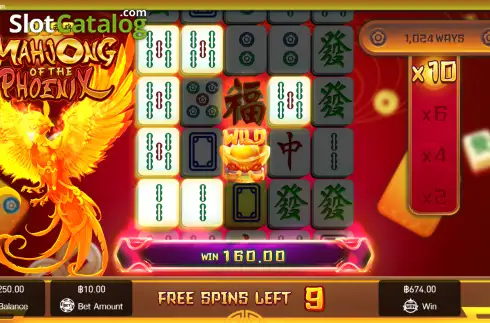 Screenshot displaying the winning symbols in Mahjong Of The Phoenix