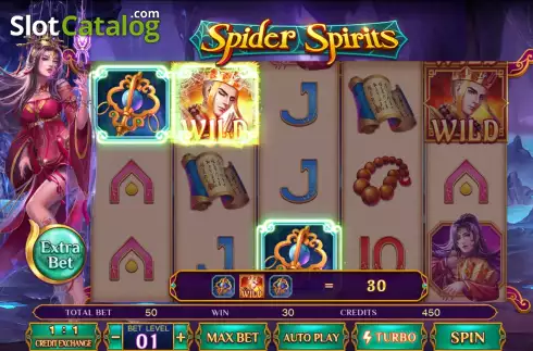 Screenshot of Spider Spirits game interface showing its features.