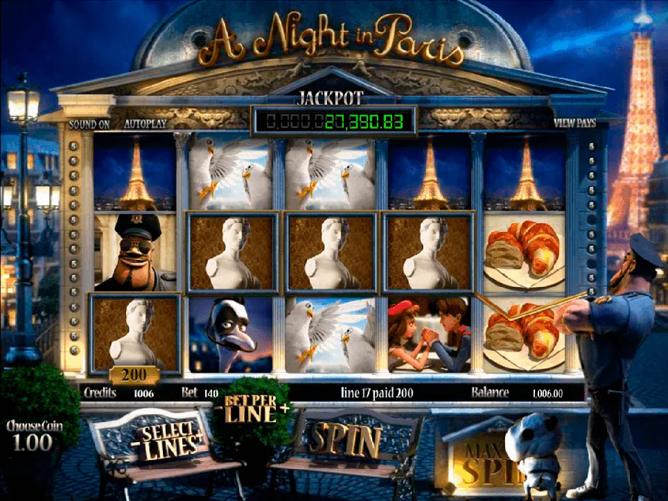 Screenshot of BetSoft A Night In Paris in action