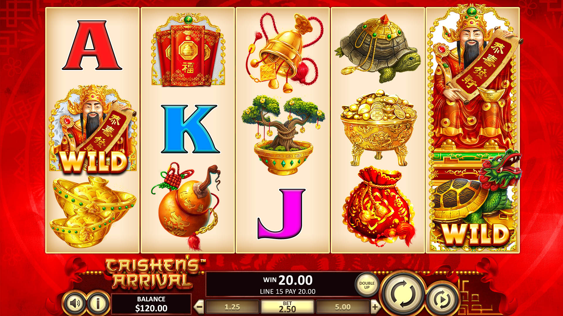 Another screenshot showcasing possible winning combinations in BetSoft Caishen's Arrival.