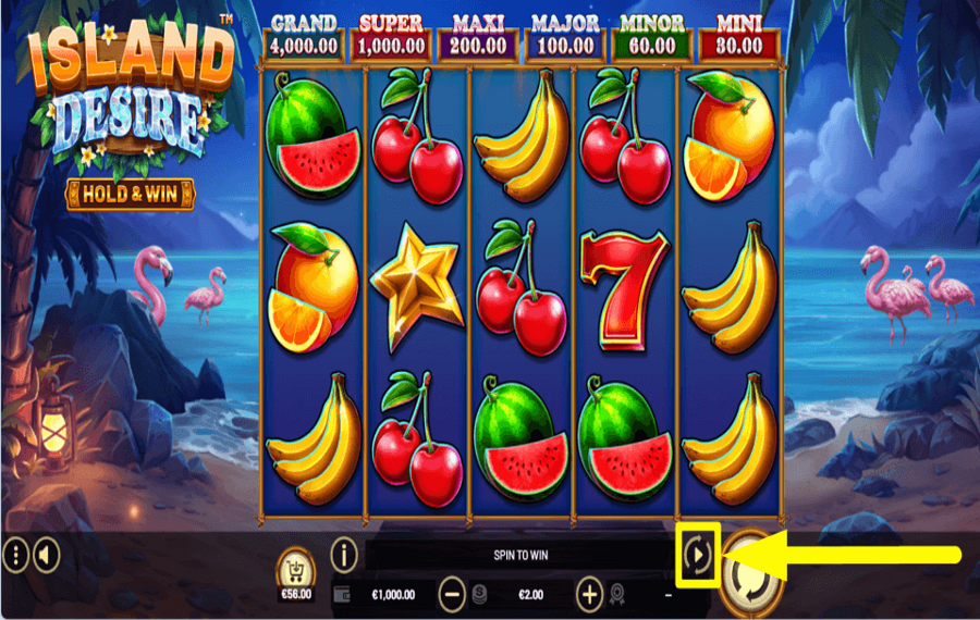 Screenshot from BetSoft Island Desire gameplay.