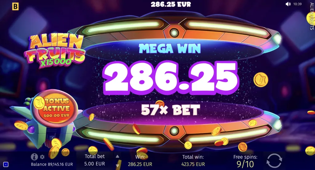 Screenshot of BG Alien Fruits 2 with vibrant visuals.