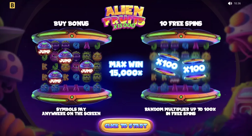Yet another BG Alien Fruits screenshot highlighting its design