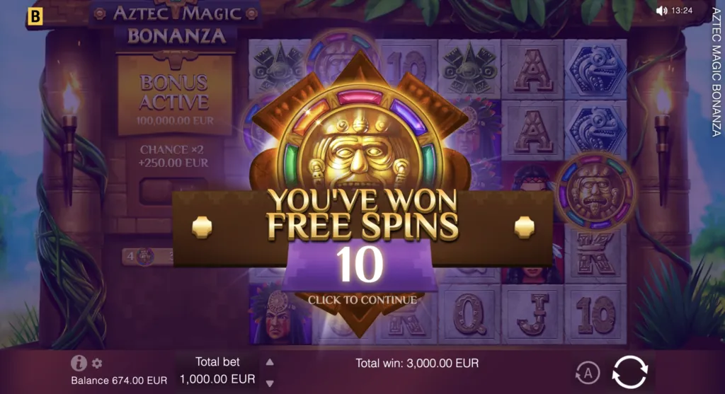 Screenshot showcasing the unique features of BG Aztec Magic Bonanza.