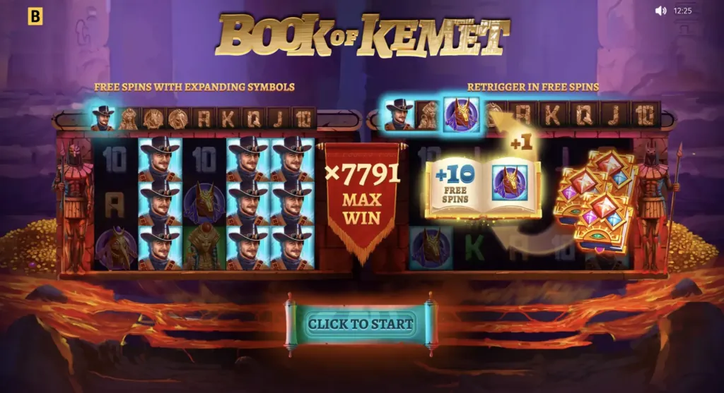 Main feature screenshot from BG Book of Kemet - explore the bonuses.