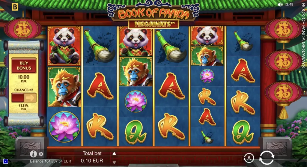 Screenshot of BG Book of Panda Megaways gameplay showing excitement.