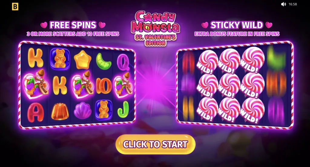 Screenshot of gameplay with the winning combinations in BG Candy Monsta.