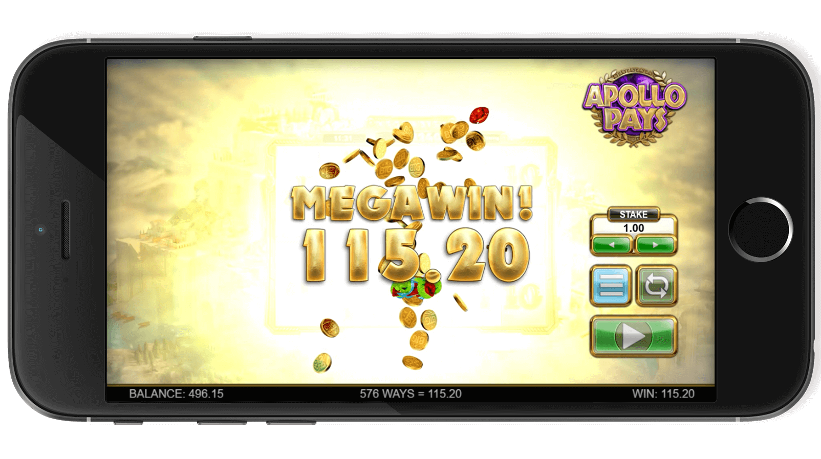 Detailed view of Apollo Pays featuring special symbols