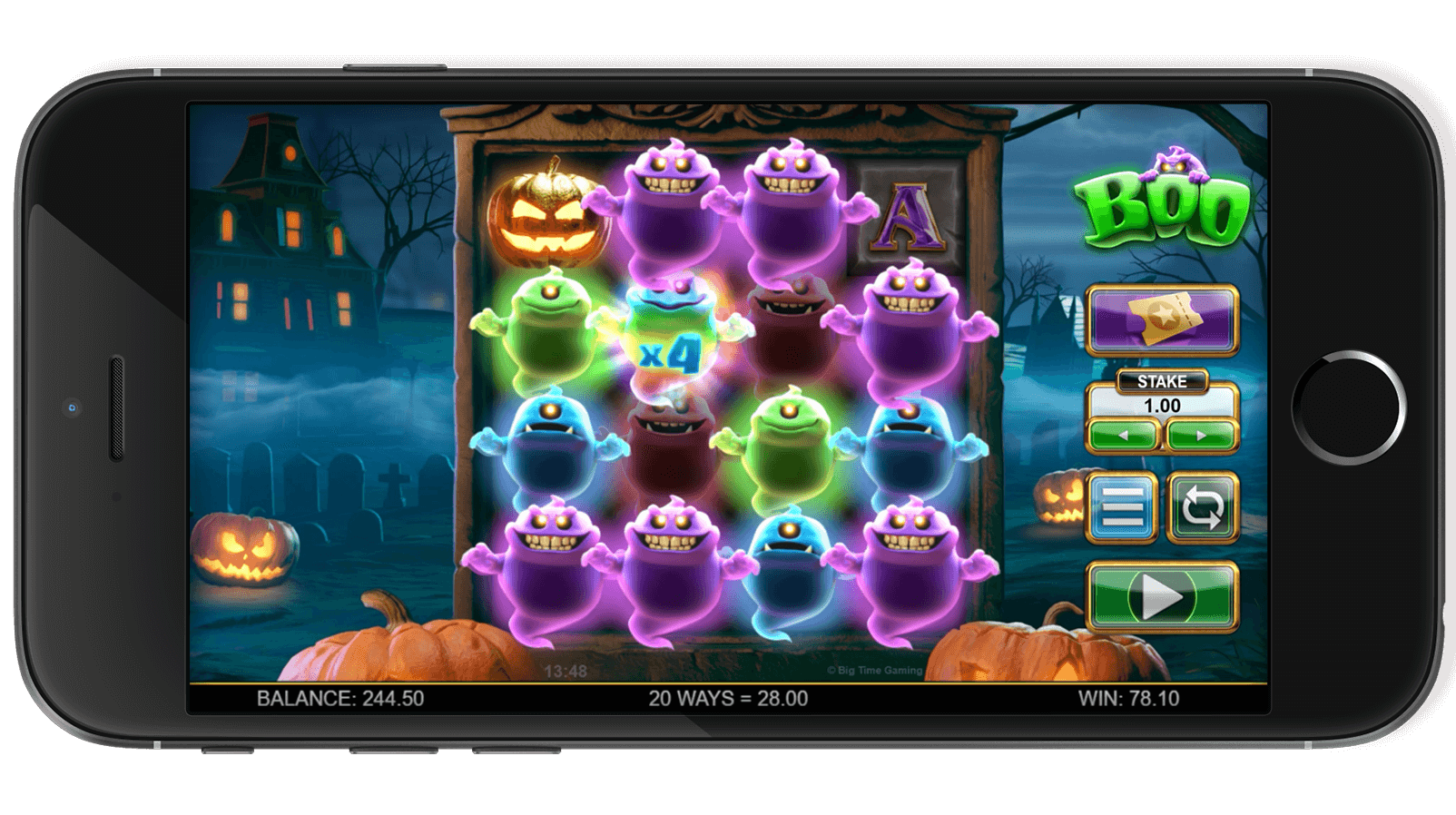 Boo game screenshot displaying game features