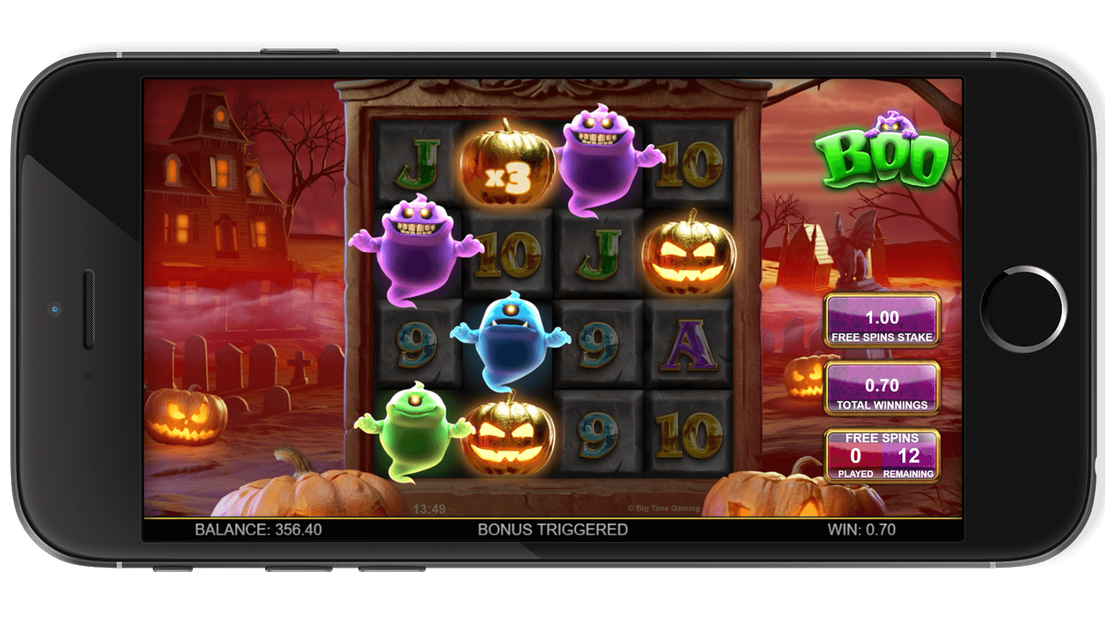 Boo game screenshot capturing big win moment