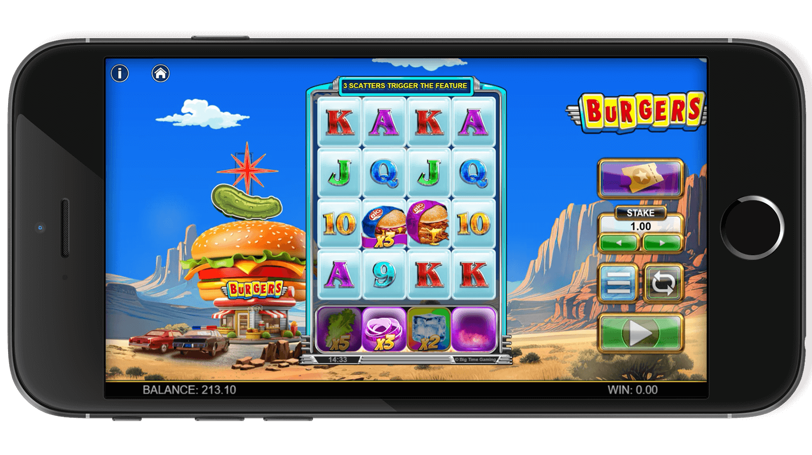 Screenshot of Burgers gameplay showing vibrant graphics.