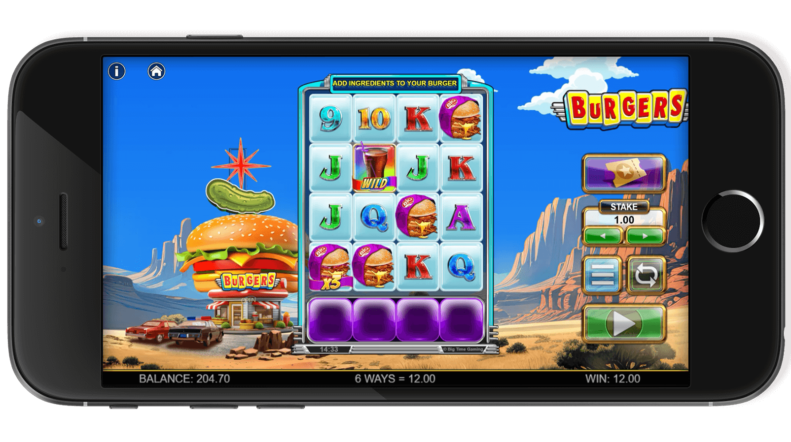 Screenshot of Burgers gameplay featuring bonus rounds.