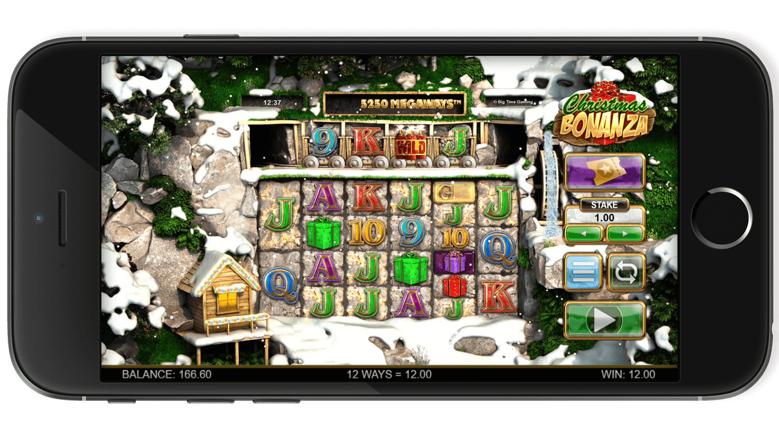 Screenshot of the Christmas Bonanza gameplay interface.