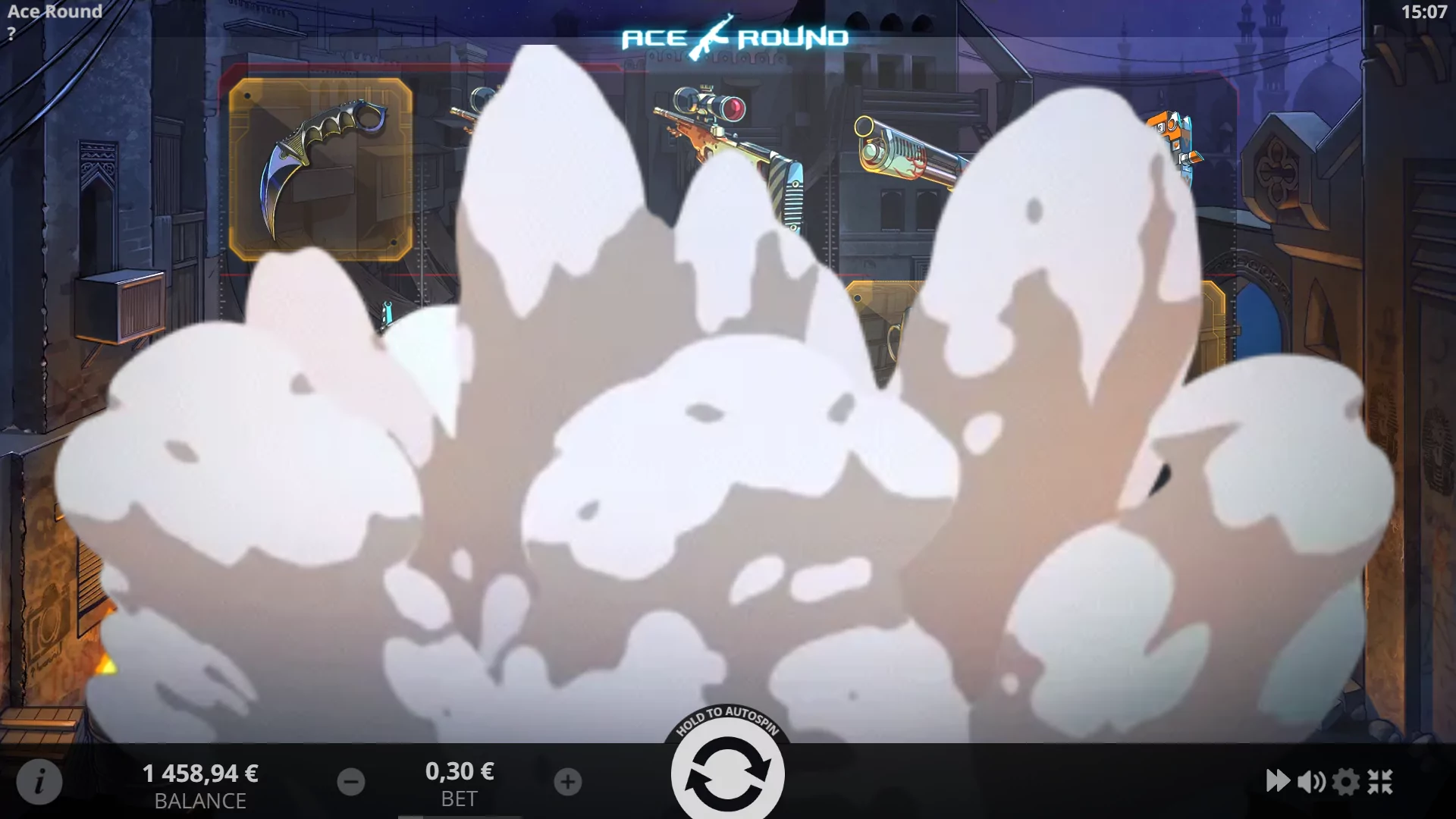 EVO Ace Round screenshot emphasizing winning combinations.