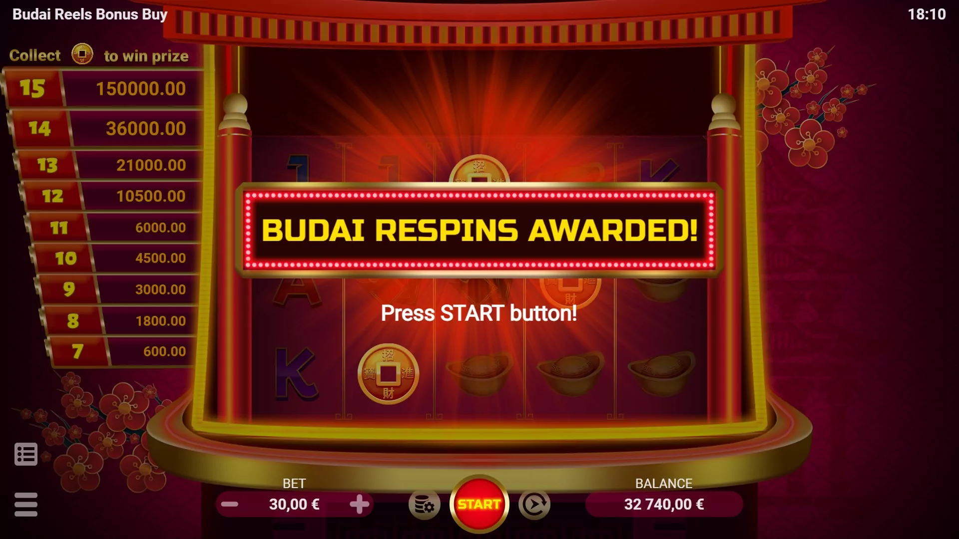 Screenshot highlighting the exciting gameplay in EVO Budai Reels.