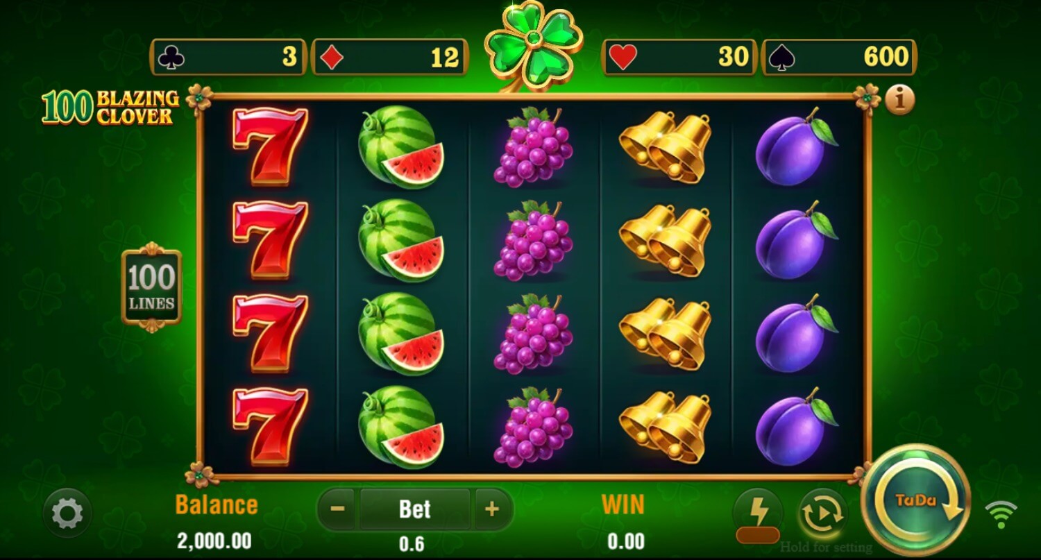 Screenshot highlighting bonus features of 100 Blazing Clover.