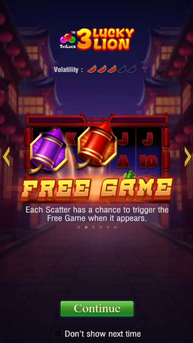 Another gameplay screenshot of 3 Lucky Lion