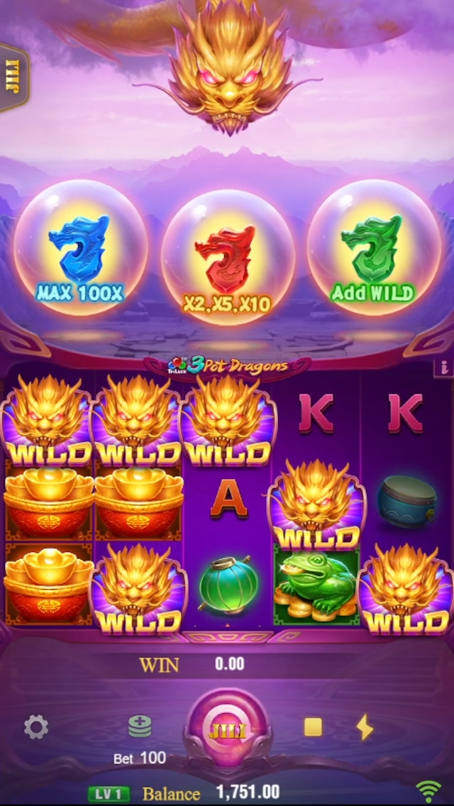 Animations showcased in JILI 3 Pot Dragons gameplay.