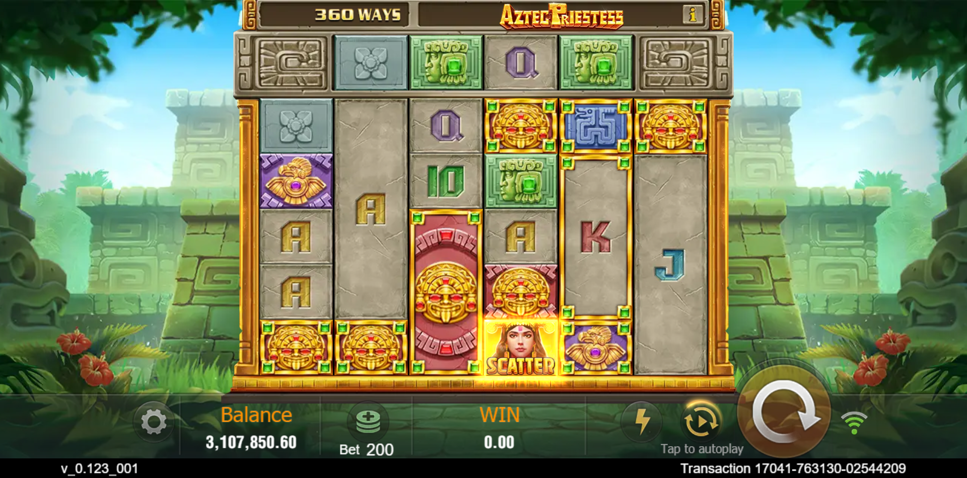 Visual example of a spin in JILI Aztec Priestess on SafeGameHub.