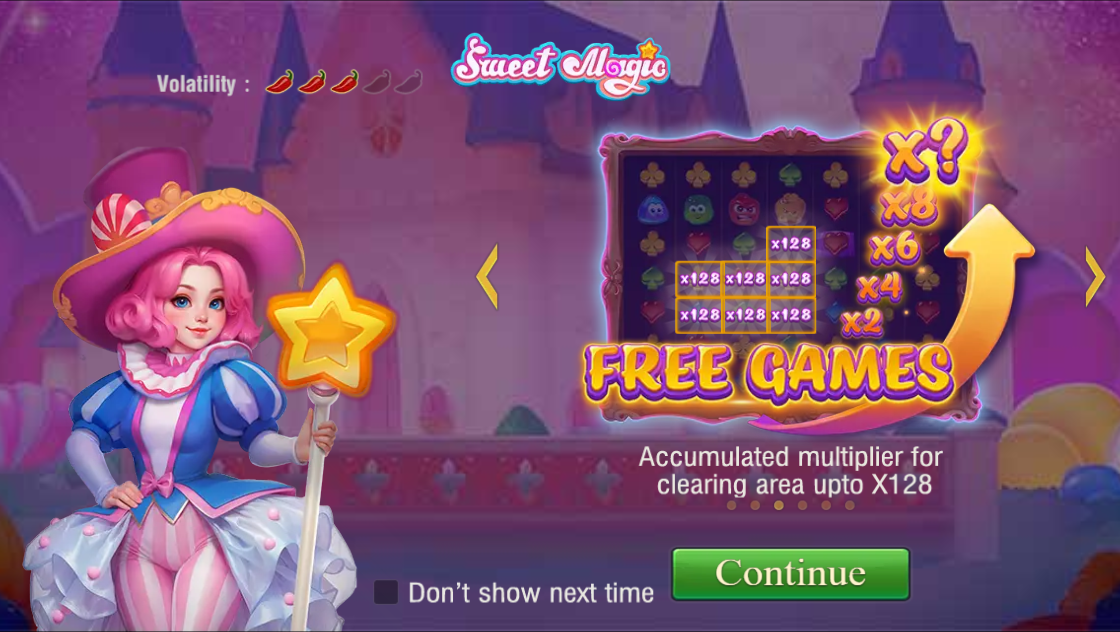 Sweet Magic game screenshot highlighting bonus features