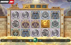 Third gameplay screenshot of Ancient Fortunes Zeus showcasing winning lines at SafeGameHub.