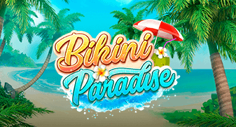 Promotional screenshot of Bikini Paradise game with features illustrated.