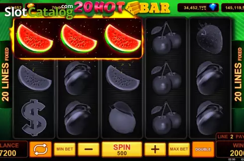 Various symbols in the Pop 20 Hot Bar slot game captured.