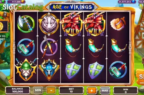 Gameplay screenshot showcasing action in Pop Age Of Viking slots.