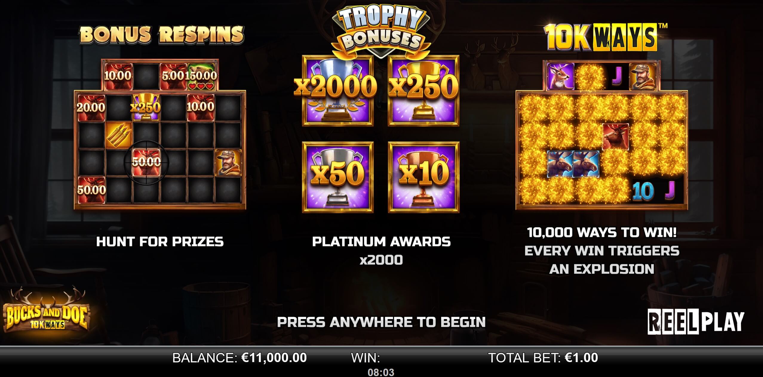 Screenshot highlighting bonus features of Bucks and Doe 10K Ways.