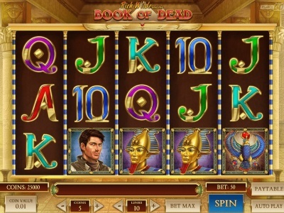 Gameplay symbols from Book of Dead slot game on SafeGameHub.