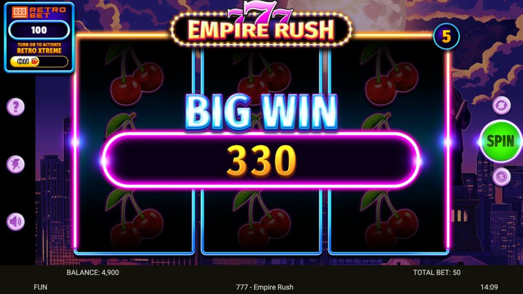 Gameplay showcasing thrilling moments in SP 777 Empire Rush at SafeGameHub.