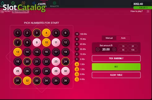 Keno screenshot displaying vibrant graphics for players at SafeGameHub.