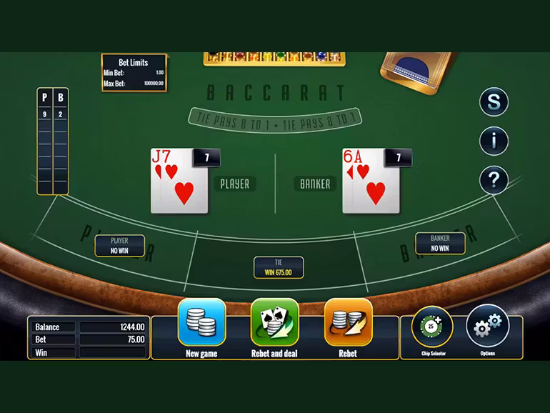Screenshot of Baccarat gameplay at SafeGameHub displaying player options.